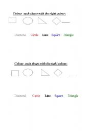 English worksheet: SHAPES AND COLOURS