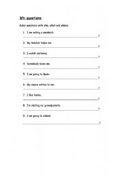 English worksheet: wh question words