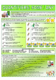 English Worksheet: QUANTIFIERS: SOME / ANY (1 - 6)