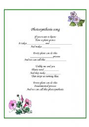 English worksheet: Photosynthesis song lyrics