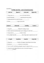 English Worksheet: Of Mice and Men - Parts of Speech Practice