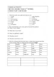 English worksheet: ACTIVITY FOR THE MOVIE SHARK TALE