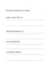 English worksheet: Sentence structure