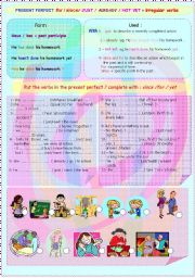English Worksheet: present perfect with just ,already , not yet ,for and since +irregular verbs 