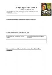 English Worksheet: Dr Jekyll and Mr Hyde - Analysis of chapter 3