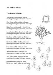 English Worksheet: Ten Easter Rabbits - An Easter Rap