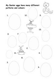 English Worksheet: My Easter eggs have many different patterns and colours