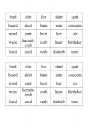 English Worksheet: Words that say /ir/ and /ur/