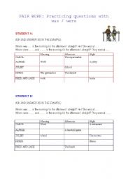 English worksheet: Practicing was and were