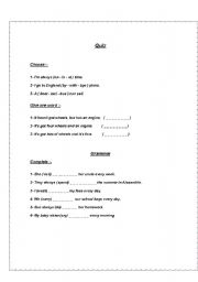 English Worksheet: Weel;y quiz