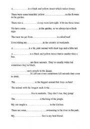 English worksheet: animals