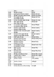 English worksheet: Time table