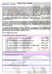 English worksheet: BONNIE TYLER - BORN TO BE A WINNER - comprehensive reading and listening