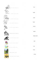 English Worksheet: verbs and present continuous