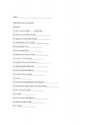 English worksheet: Telling time in English