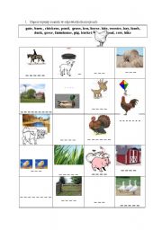 English worksheet: farm - vocabulary