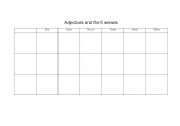 English Worksheet: the 5 senses and adjectives