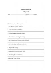 English worksheet: Grammar test