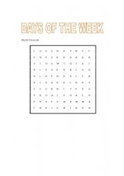 English Worksheet: Days of the Week