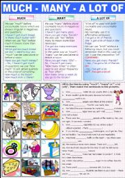 English Worksheet: MUCH - MANY - A  LOT OF