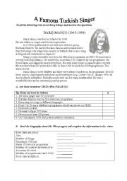 English Worksheet: The Famous Turkish Singer