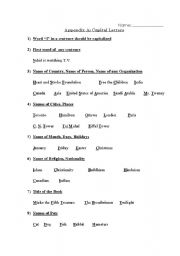 English worksheet: Capital Latters