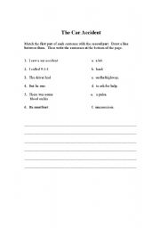 English worksheet: Emergencies:  The Car Accident