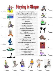 English Worksheet: Vocabulary: Staying in Shape