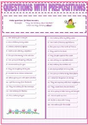 English Worksheet: QUESTIONS WITH PREPOSITIONS