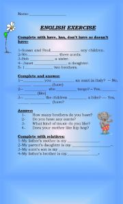 English worksheet: exercises