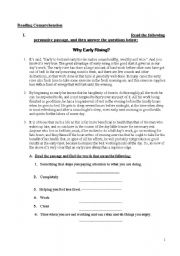 English Worksheet: Reading Comprehension 