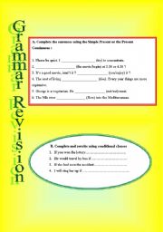 English worksheet: grammar revision