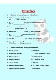 English worksheet: EXERCISES