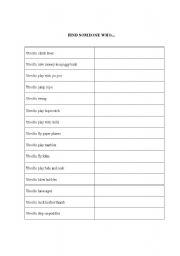 English Worksheet: FIND SOMEONE WHO USED TO