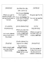 English Worksheet: giving directions double sided flashcards