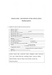 English Worksheet: INDIANA JONES