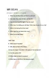 English worksheet: mr bean episode 8