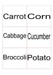 English worksheet: Fruit & Veggies FLASHCARDS (part 1/2)