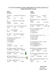 English worksheet: 6.grade evaluation exam before the term