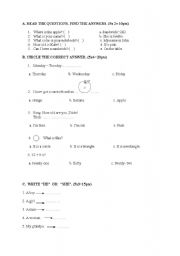 English worksheet: 2nd grade quiz2