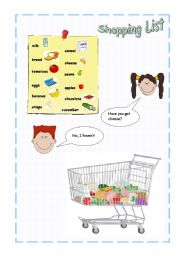 English Worksheet: Shopping List