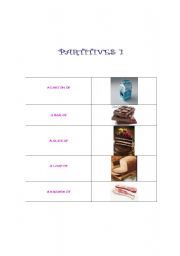 English Worksheet: PARTITIVES - FOOD&OTHERS Part 1