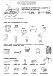 English Worksheet: Containers - vocabulary
