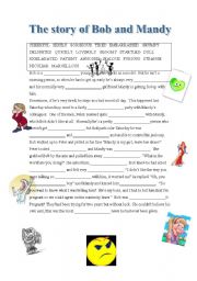 English Worksheet: Bob and Mandy - descriptive adjectives/adverbs