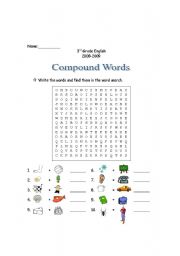 English Worksheet: Compound Words Search