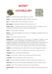 English Worksheet: Money vocabulary
