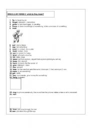 English worksheet: IRREGULAR VERBS 2: What do they mean?