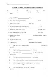 English worksheet: prepositions