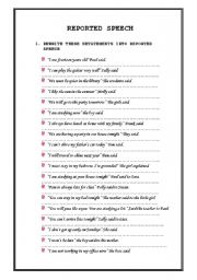 English Worksheet: Reported Speech for begginers