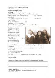 English Worksheet: Song lyrics - Sing to learn: Money money money by ABBA